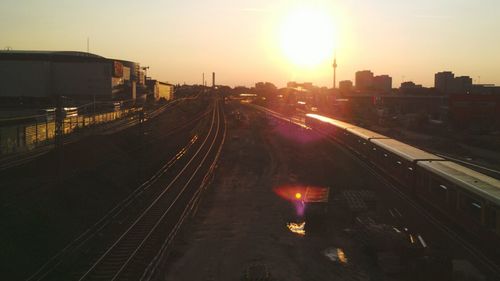 Railroad track at sunset