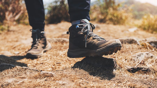 Low section of people walking on land