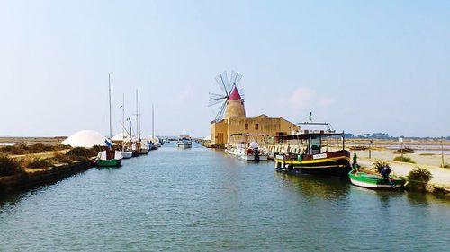 View of boats in water