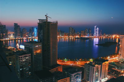 City lit up at night