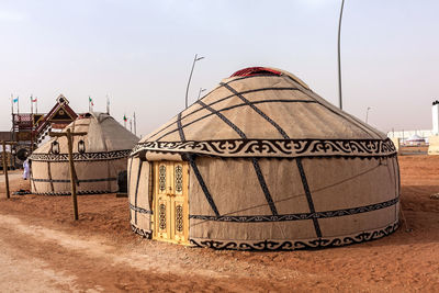 Kyrgyz yurts on the nomadic world show during the 2019 king abdulaziz camel festival