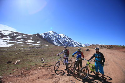 Tourists on mountain peak