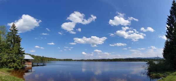 Scenic view of lake against sky