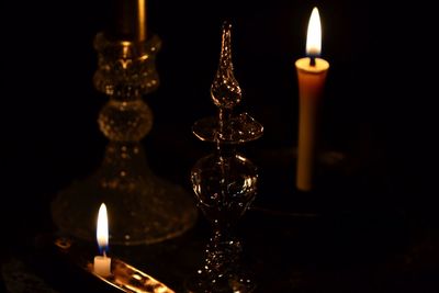 Close-up of lit candle