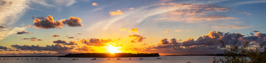 Motuhoa island over omokoroa channel. sunrise. sun centered on island.