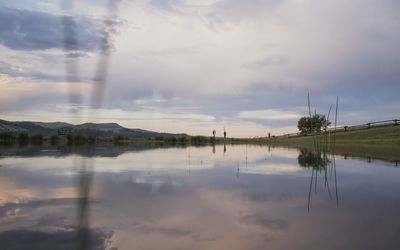 Scenic view of lake against sky