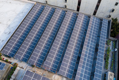 High angle view of rainbow over residential building