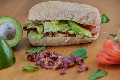 Close-up of sandwich on table