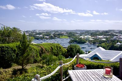 High angle view of the ocean  against sky