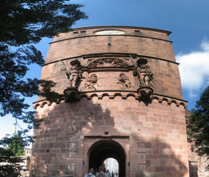 Low angle view of tower against clear sky