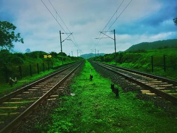 Railroad tracks against sky