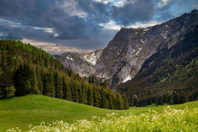 Scenic view of mountains against sky