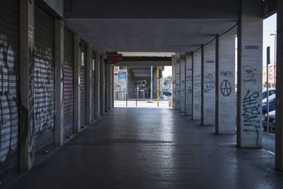 Empty corridor along walls