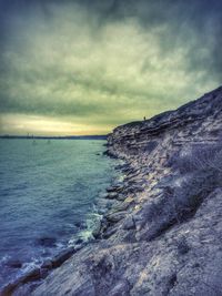 Scenic view of dramatic sky over sea