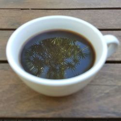 High angle view of drink on table