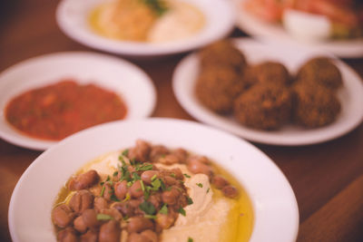 Falafel and hummus at a local middle eastern restaurant in acre old city, western israel