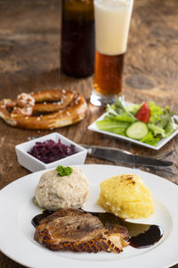 Close-up of food on table