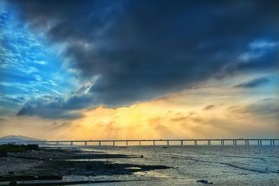 Scenic view of sea against cloudy sky