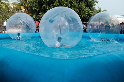 Swimming pool in blue water