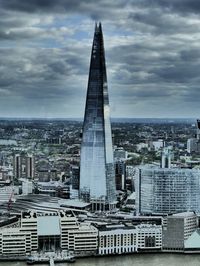 View of cityscape against cloudy sky