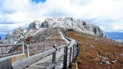 Scenic view of snowcapped mountain against sky