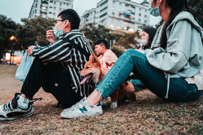 People sitting outdoors