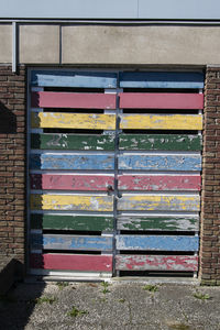 Close-up of multi colored metal wall