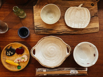 High angle view of food on table