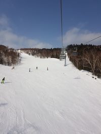 Scenic view of snow covered landscape against sky