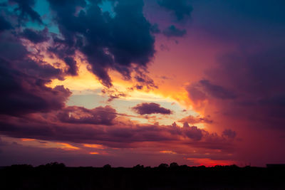 Scenic view of cloudy sky at sunset