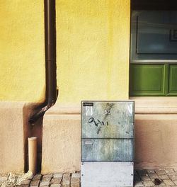 Closed door of building