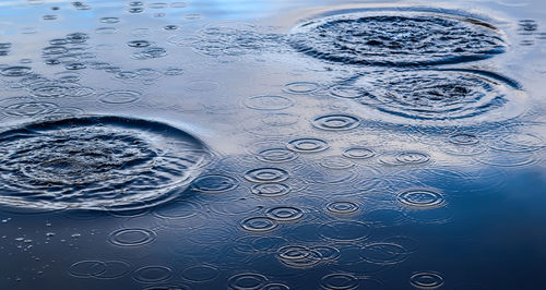 High angle view of bubbles in water