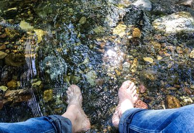 Low section of woman in water