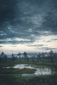 Scenic view of field against sky during sunset