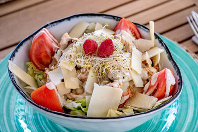 Close-up of food in plate on table