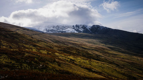 Scenic view of mountains against sky
