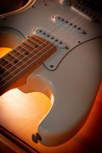 High angle view of guitar