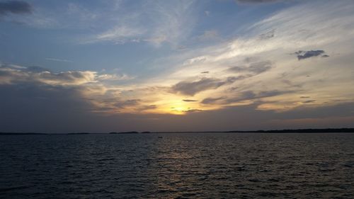 Scenic view of sea at sunset