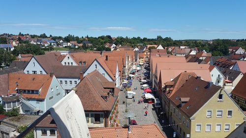 High angle view of townscape against sky