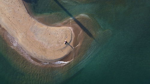 High angle view of woman on beach