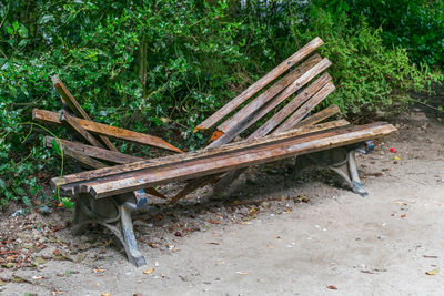 Empty bench in park