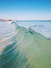 Scenic view of sea against clear sky