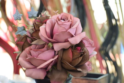 Close-up of pink rose bouquet