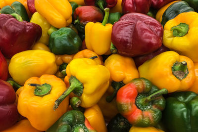 Full frame shot of yellow bell peppers for sale