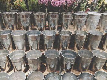 Close-up of drink glasses for sale in market