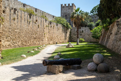Along the ditch of the antique city wall in the old town of rhodes city at greek island rhodes 