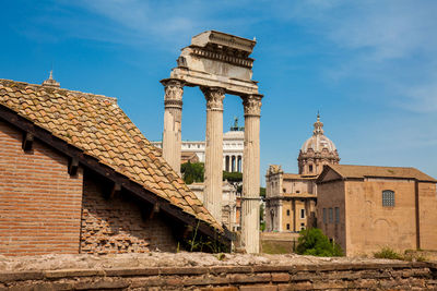 Low angle view of old building against sky