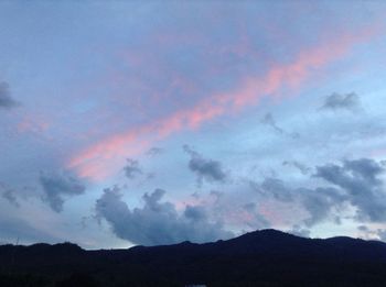 Scenic view of mountains against cloudy sky