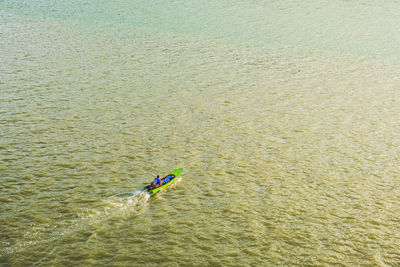 High angle view of thailand long tail boat in sea