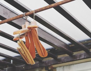 Low angle view of tied up hanging from ceiling